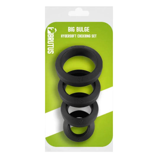 Brutus Big Bulge Silicone Cock Ring 4 Pc Set Black