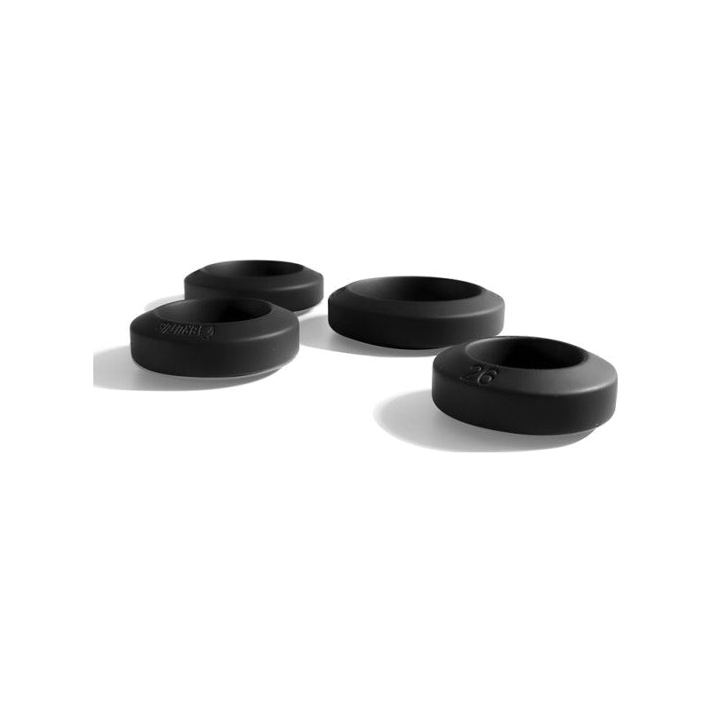 Brutus Big Bulge Silicone Cock Ring 4 Pc Set Black