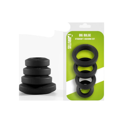 Brutus Big Bulge Silicone Cock Ring 4 Pc Set Black