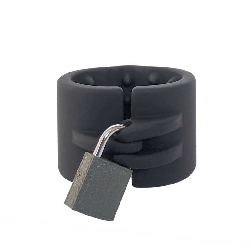 Closed Brutus Cruncher ball stretcher with interlocking ends secured by a padlock
