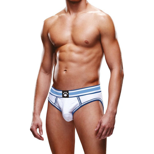 Prowler Open Back Brief White and Blue Medium