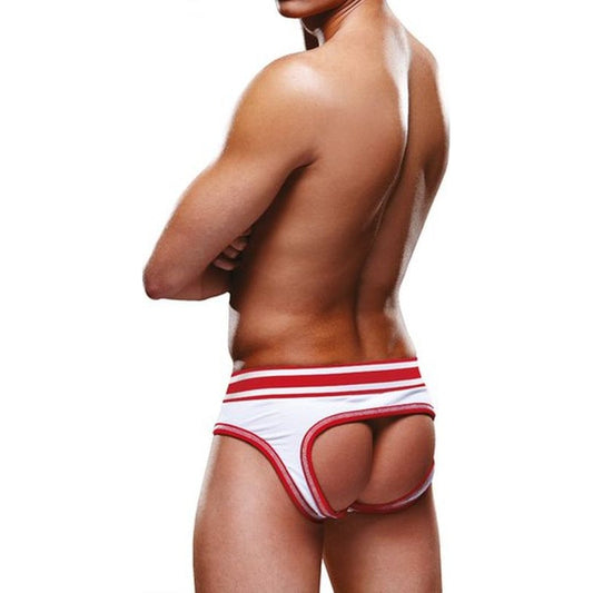 Prowler Open Back Brief White and Red Extra Large