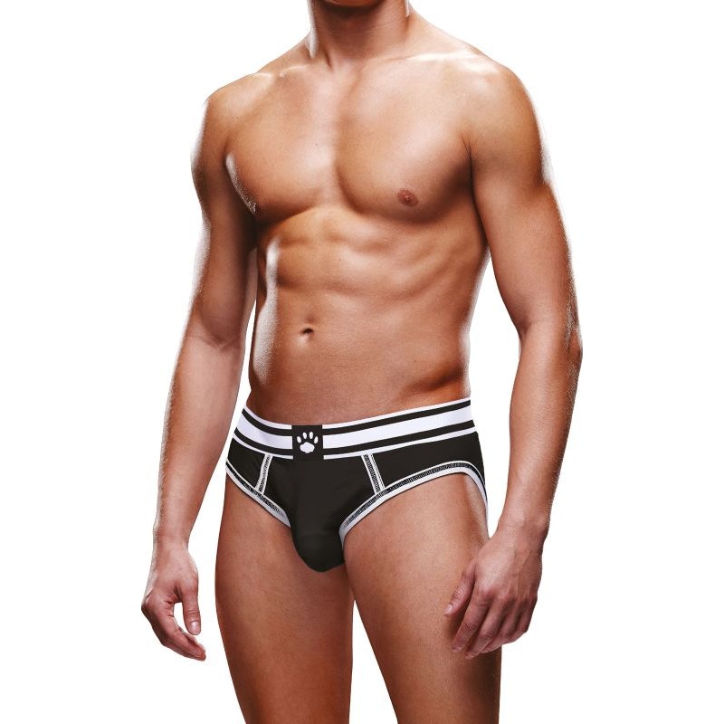 Prowler Open Back Brief White and Black Medium