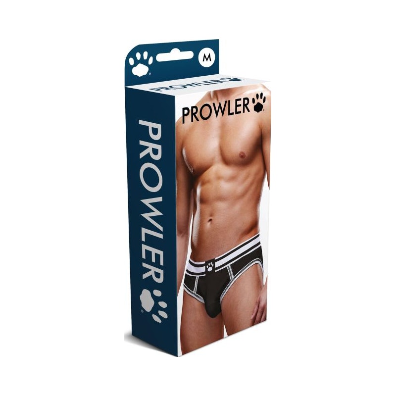 Prowler Open Back Brief White and Black Medium