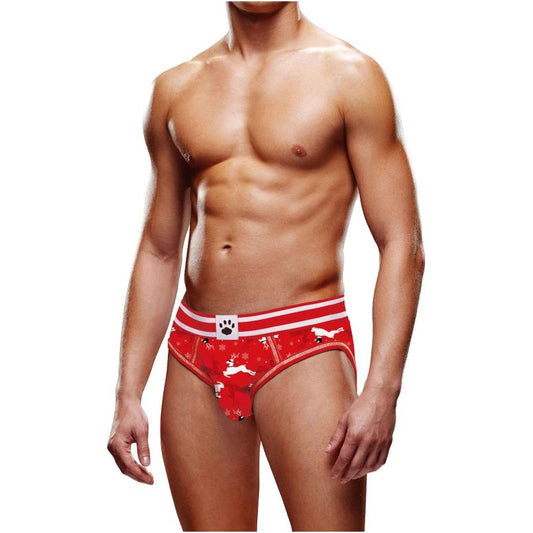 Prowler Reindeer Christmas Open Back Brief Large Red