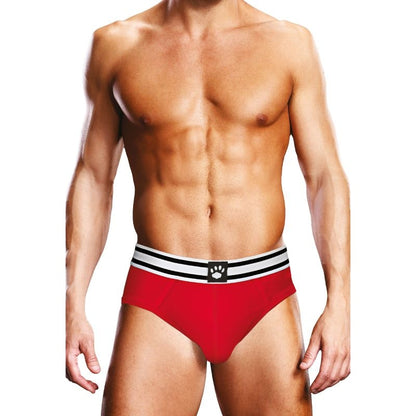 Prowler Open Back Brief Red and White Small