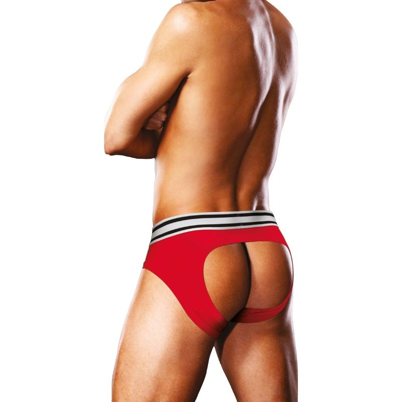 Prowler Open Back Brief Red and White Small