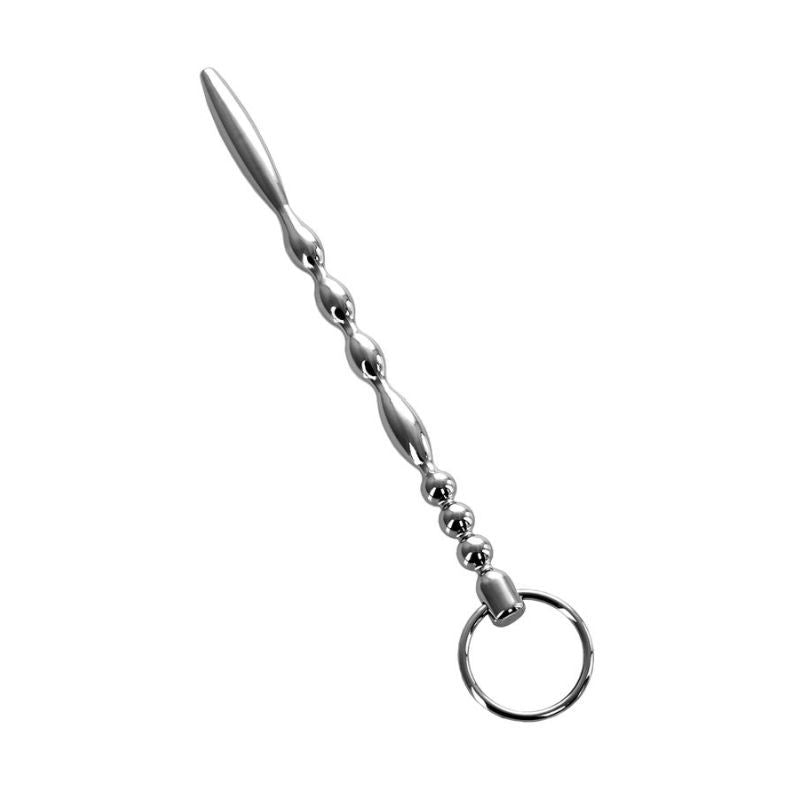 Silver Metal Urethral Plug w Ring Silver