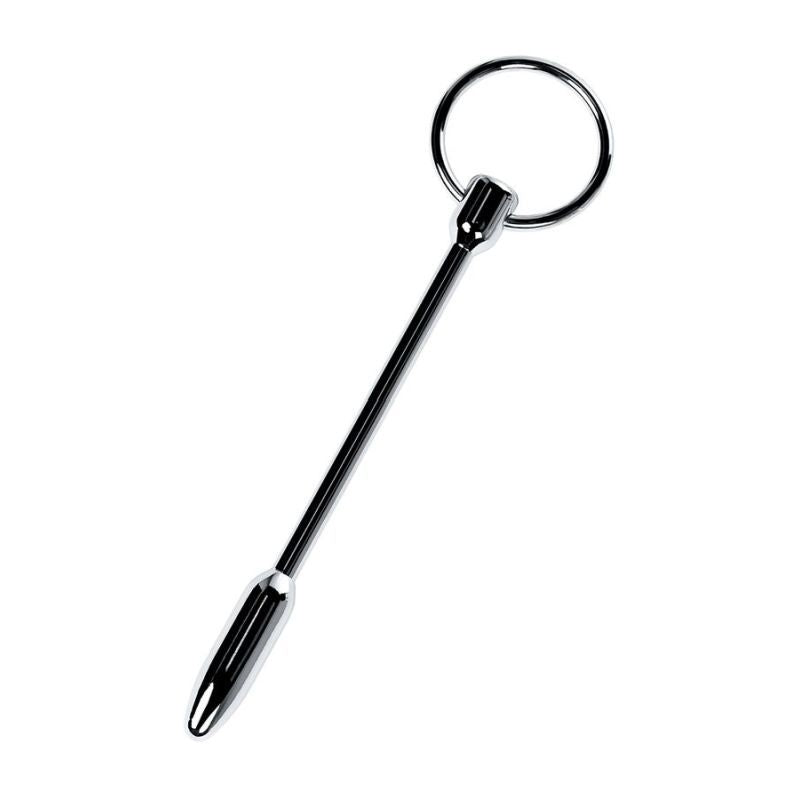 Silver Metal Urethral Plug w Ring Silver