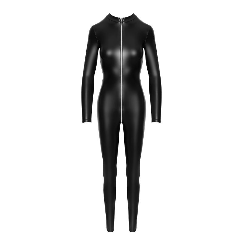 Power Wetlook Catsuit w Front Zipper Small Black