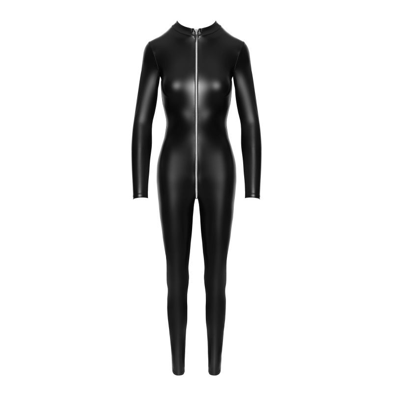 Power Wetlook Catsuit w Front Zipper Small Black