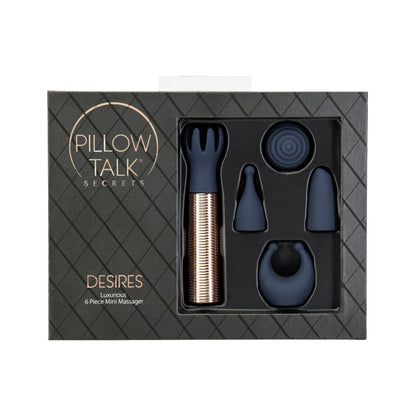 Pillow Talk Secrets Desires 6 Pc Massager Set Blue