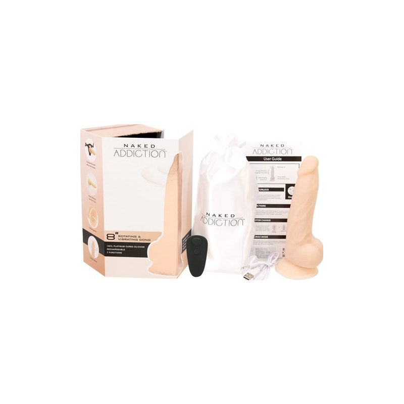 Rotating 8in Vibrating Dildo w Remote
