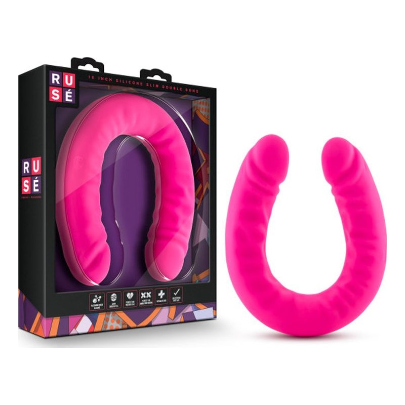 Ruse Silicone Slim 18in Hot Pink Double Dong Pink