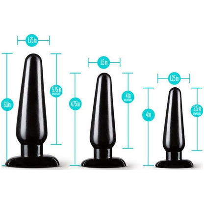 Basic Butt Plug Kit Anal Adventures 3 Piece Black