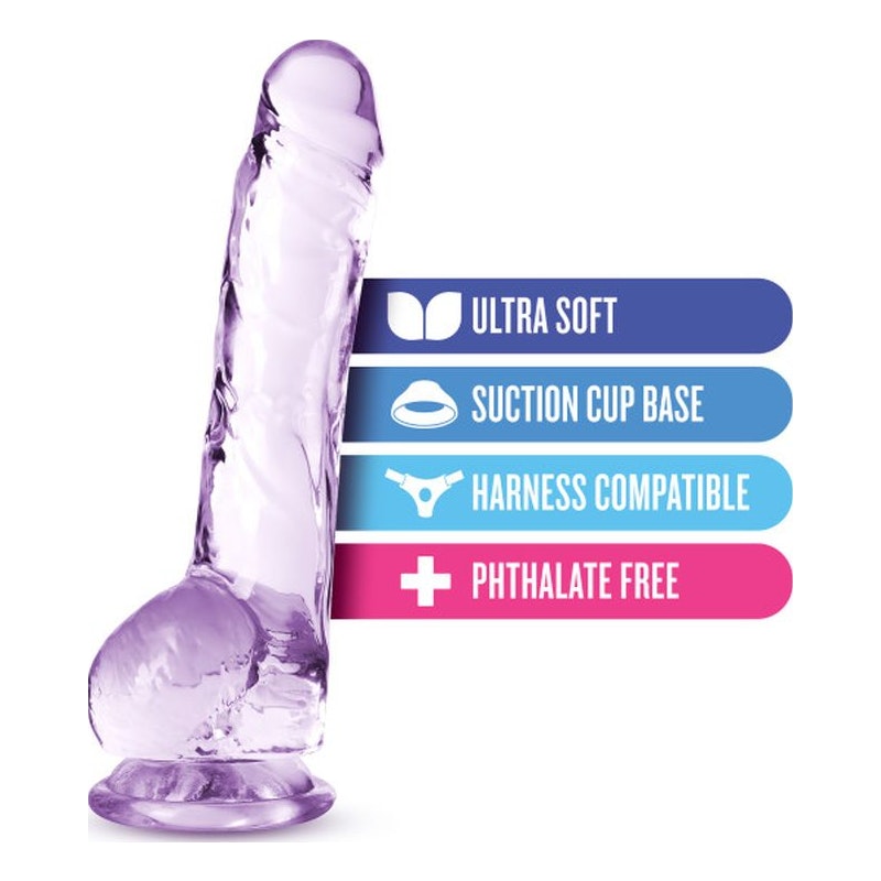 Naturally Yours 8" Crystaline Dildo Amethyst Purple