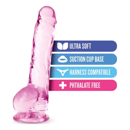 Naturally Yours 8" Crystaline Dildo Rose Pink