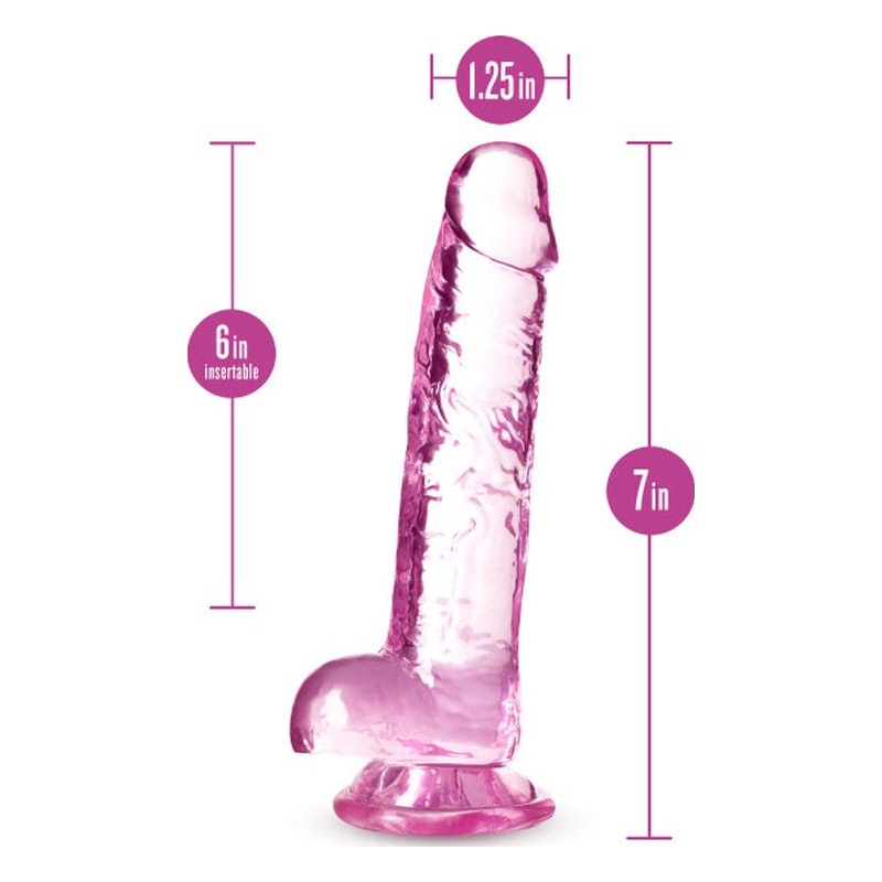 Naturally Yours 7" Crystaline Dildo Rose Pink