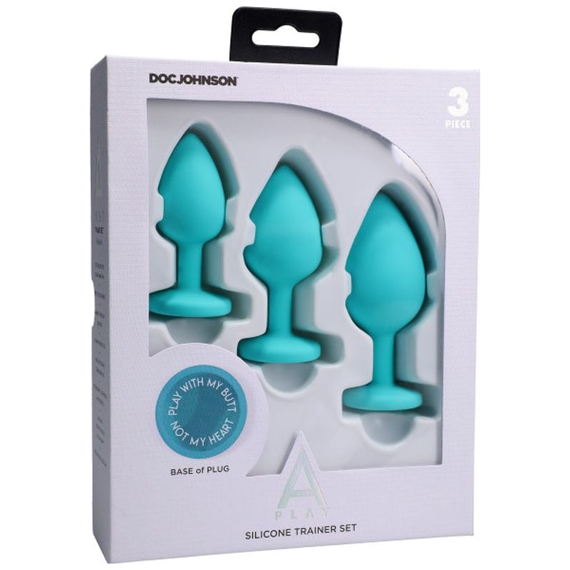 Silicone Anal Butt Plug Trainer 3 Piece Set Green