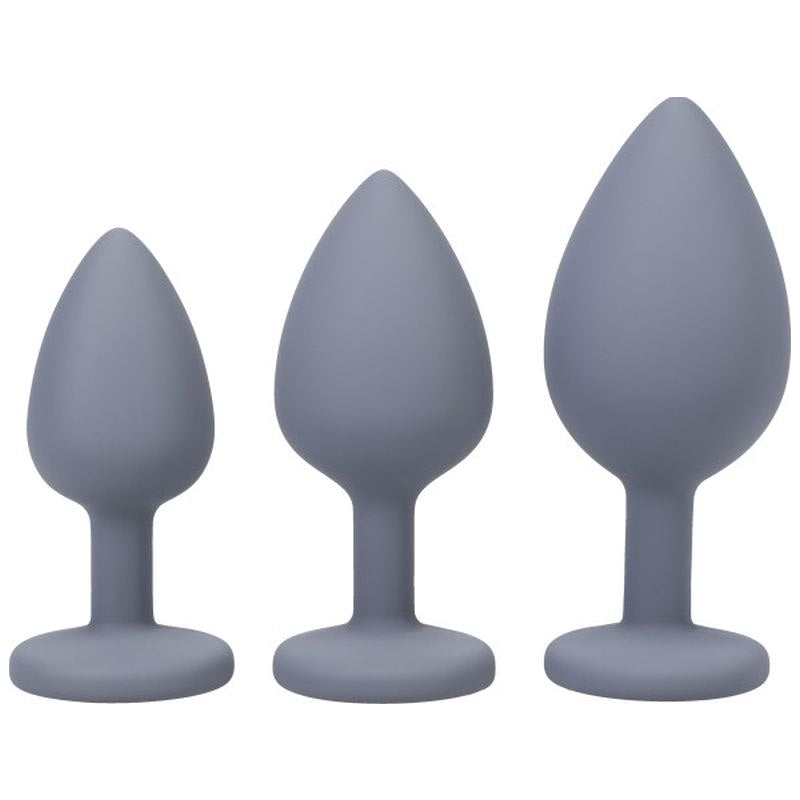 Silicone Anal Butt Plug Trainer 3 Piece Set Grey