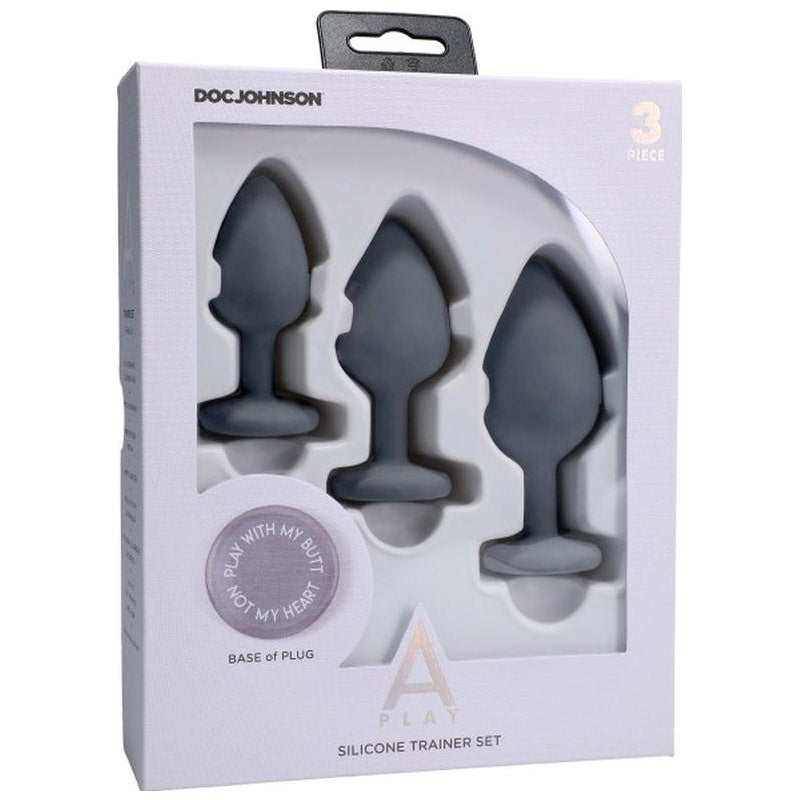 Silicone Anal Butt Plug Trainer 3 Piece Set Grey