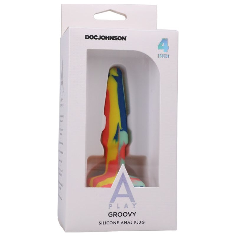 Groovy Silicone Butt Plug 4 inches Mixed Sunrise