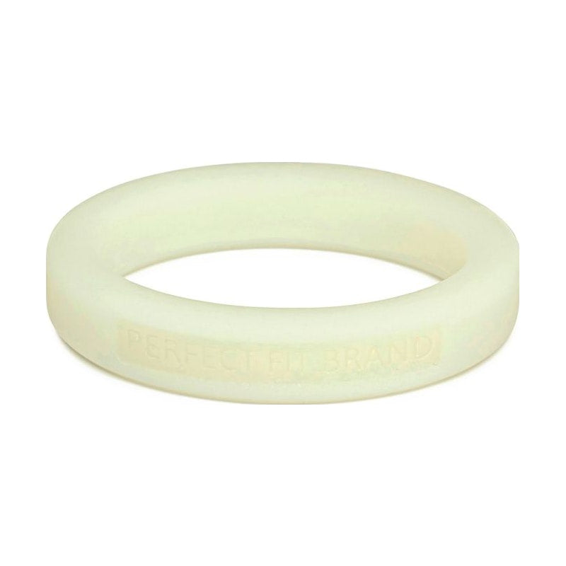 Classic Silicone Medium Stretch Penis Ring 44mm Glow In The Dark White