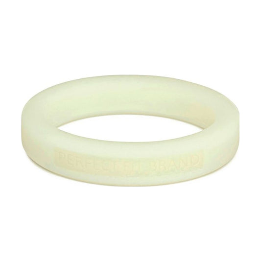 Classic Silicone Medium Stretch Penis Ring 44mm Glow In The Dark White