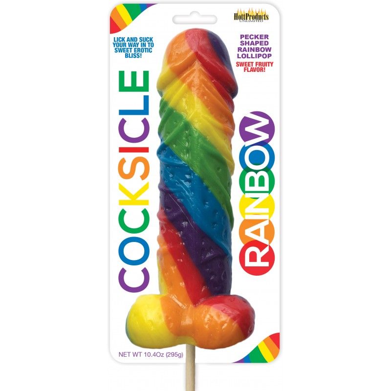 Rainbow Cocksicle Pecker Shaped Lollipop