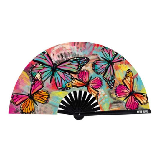 Flutter By Butterfly Blacklight Folding Fan Mixed