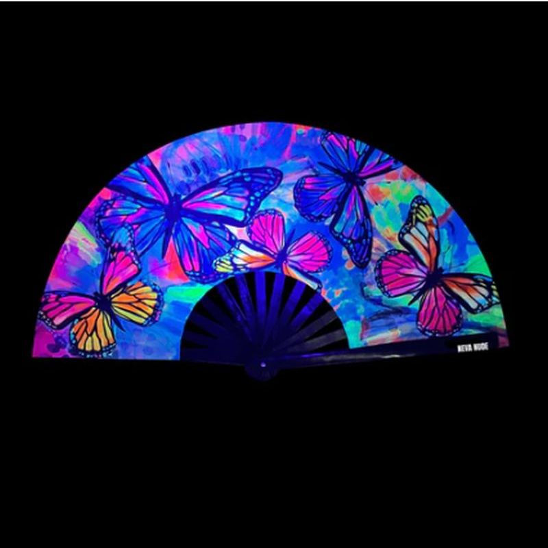 Flutter By Butterfly Blacklight Folding Fan Mixed