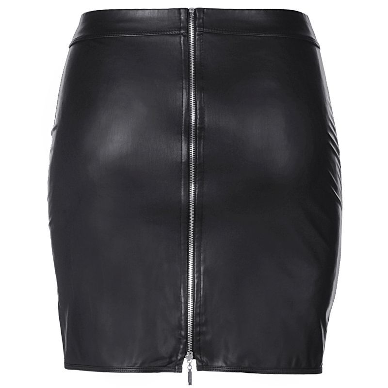 Stretch Wetlook Mesh Criss Cross Skirt Black Small Black