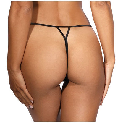 Lace Open Front G-String Black Large