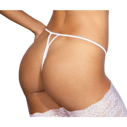 Lace Open Front G-String White Small