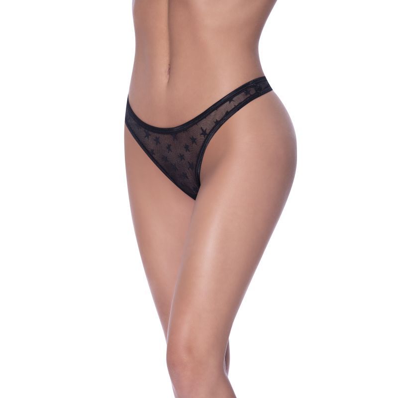 High Waist Micro Star Thong Black Large/Extra Large Black