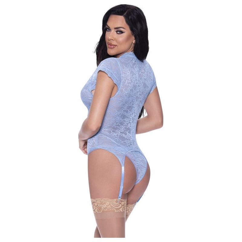 Cap Sleeve Basque and Thong Set Large/Extra Large Blue