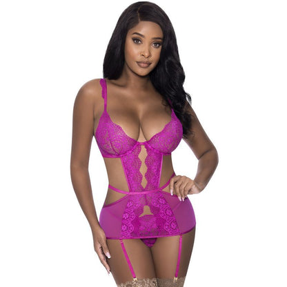 Cutout Dress and G-String Set Medium/Large Raspberry