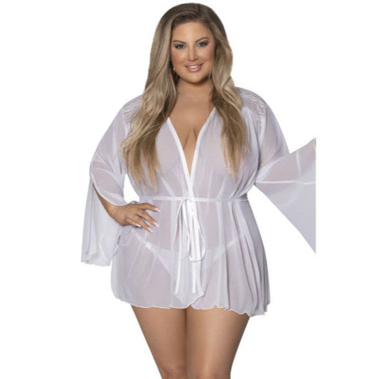 Flowing Short Robe Queen White