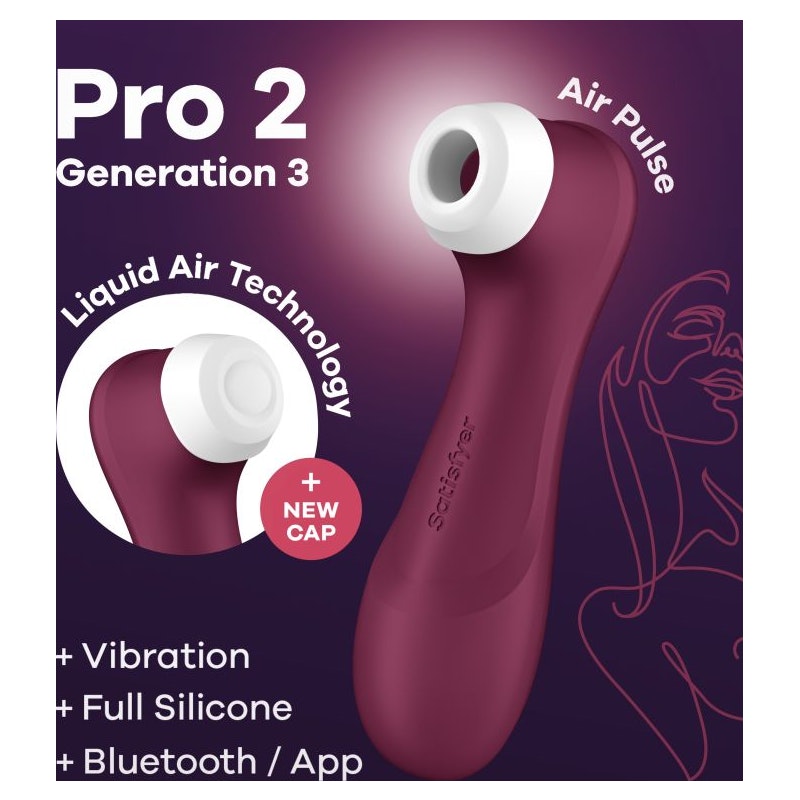 Satisfyer Pro 2 Gen 3 App Control Clitoral Stimulator Wine Red