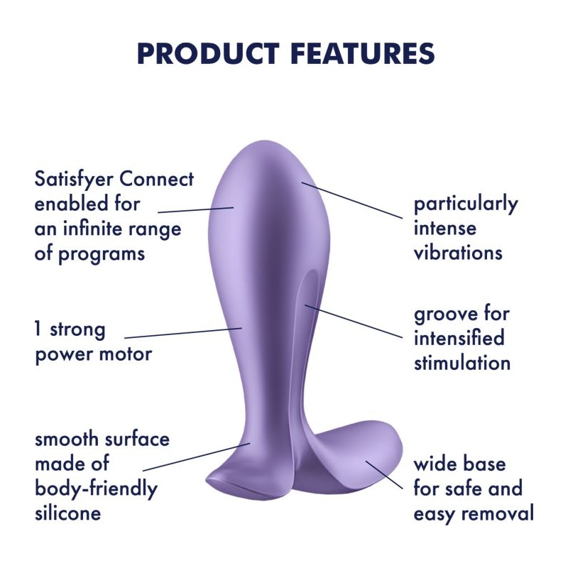 Satisfyer Intensity Vibrating Butt Plug Connect App Purple