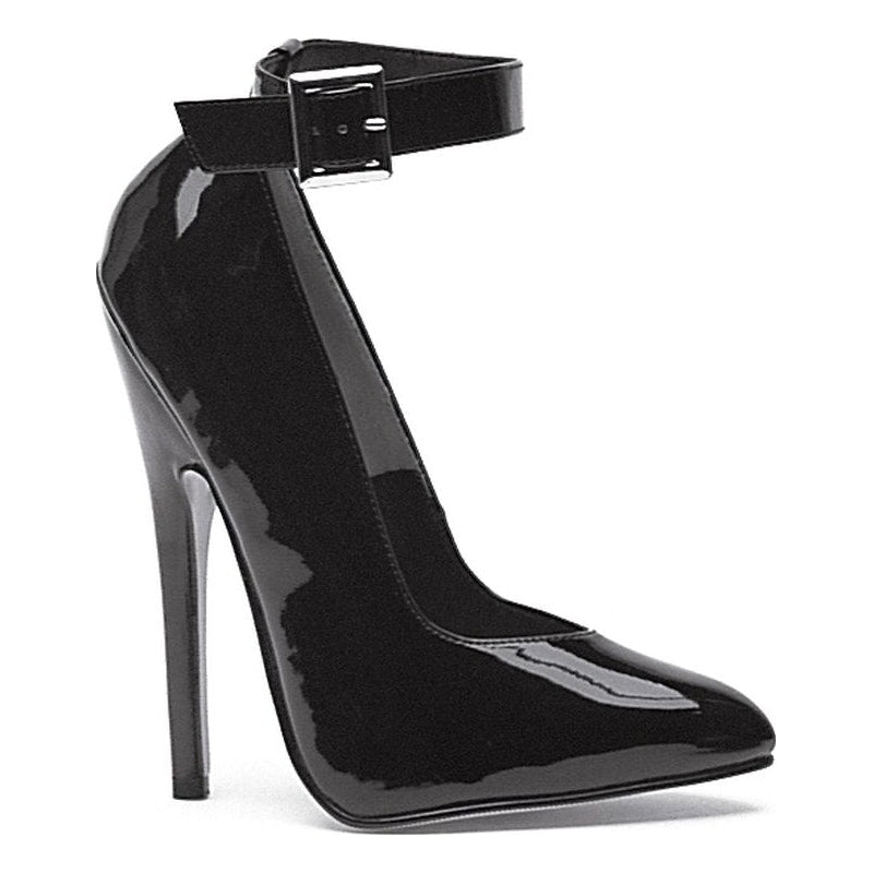 Fetish Pump w Ankle Strap Black 6in 9 Black