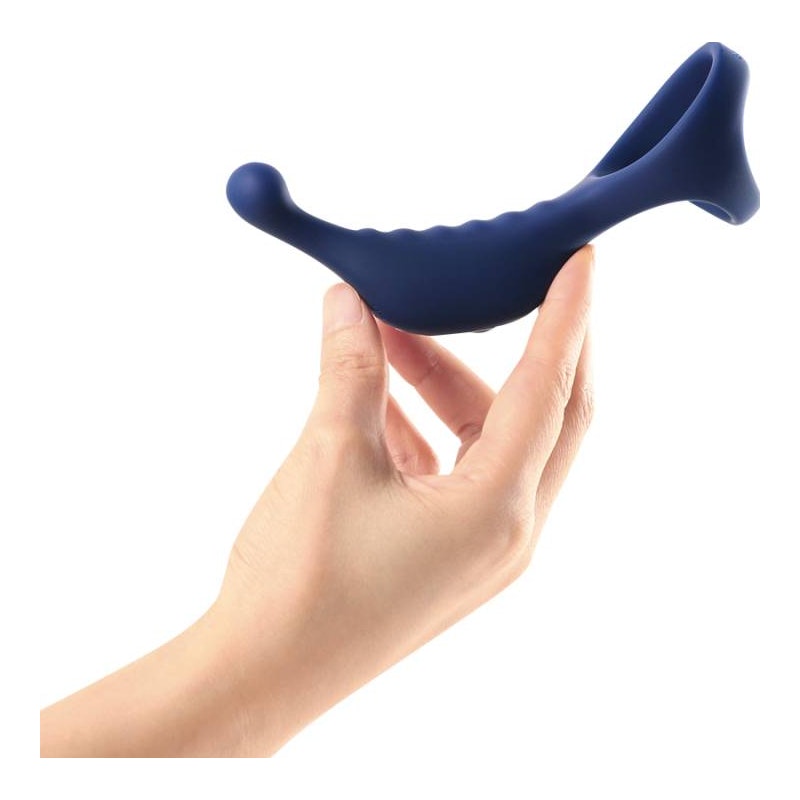 Underquaker Vibrating Anal Probe with Cockring & Remote Blue