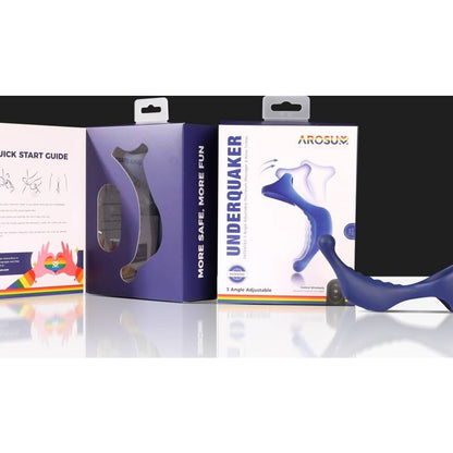 Underquaker Vibrating Anal Probe with Cockring & Remote Blue