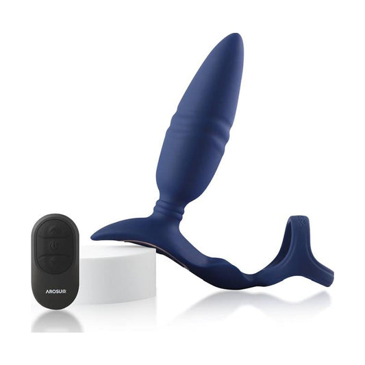 Ring'n'Rear Butt Plug Dual Thrusting Vibrating with Remote