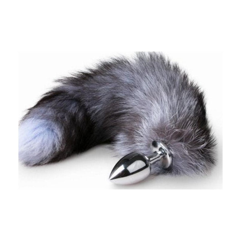 Faux Fur Tail with Silver Butt Plug Style 4