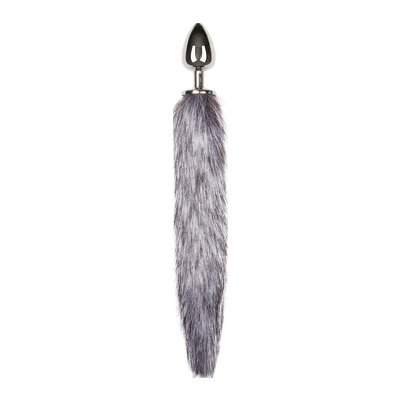 Faux Fur Tail with Silver Butt Plug Style 4