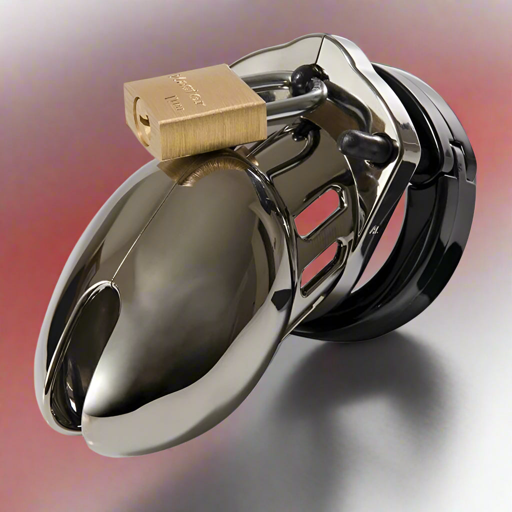 CB-6000S Chrome Short Chastity Cage – Secure Male Lock