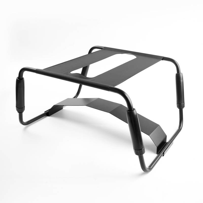 Daytona adjustable sex chair with open TPU belt seat and steel arch bridge