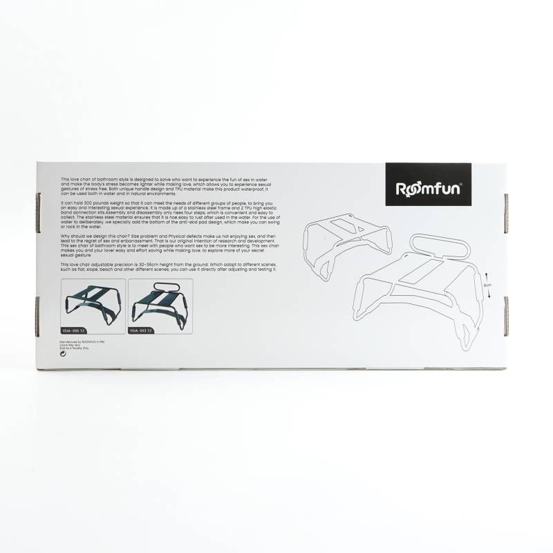 Back of the sex chair packaging showing assembly illustrations