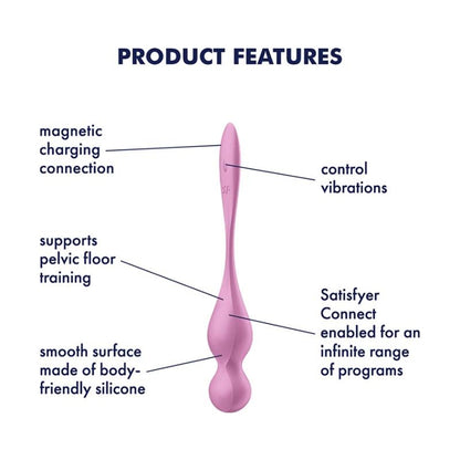 Satisfyer Love Birds 1 Kegel Pelvic Floor Trainer w Connect App Pink Pink